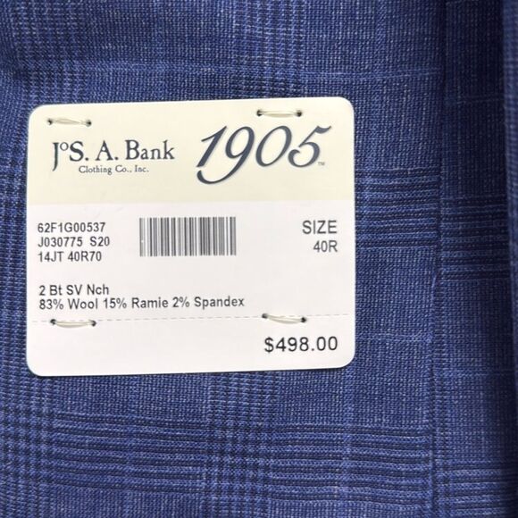 Jos A Bank Mens Size 40R Blazer Madras Patchwork Blue Plaid  Sport Coat - Picture 11 of 11